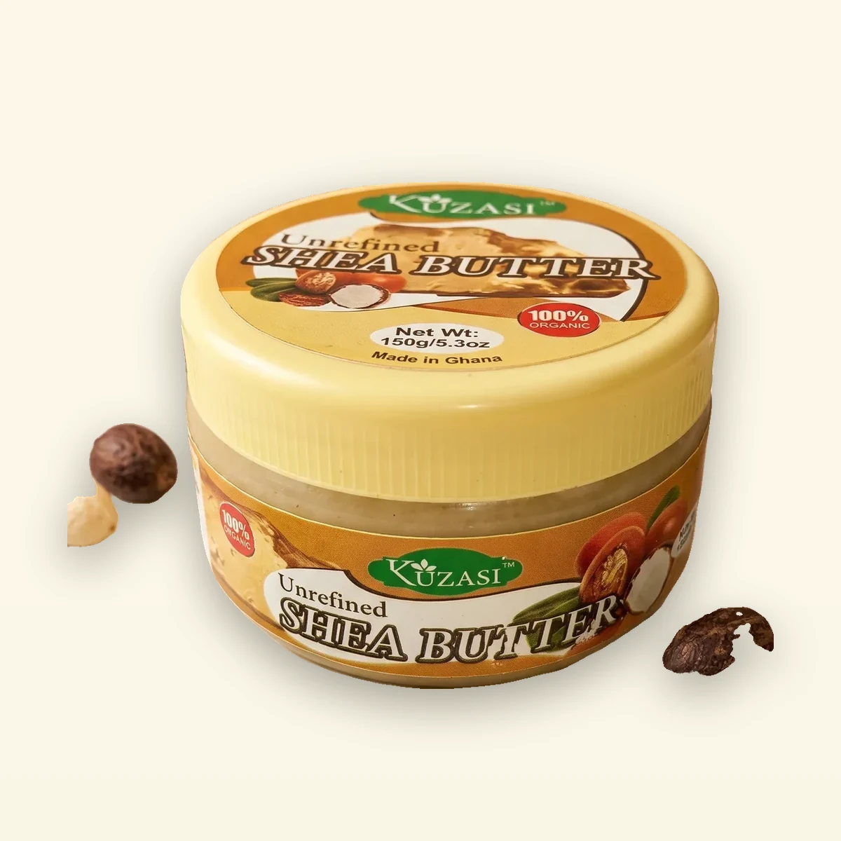 Kunza Unrefined Shea Butter 150g jar - hero view, premium natural moisturizer from Ghana
